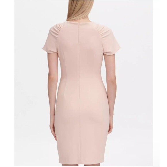 Calvin Klein Gathered Shoulder Sheath Blush color Dress Size 2 - Picture 2 of 12